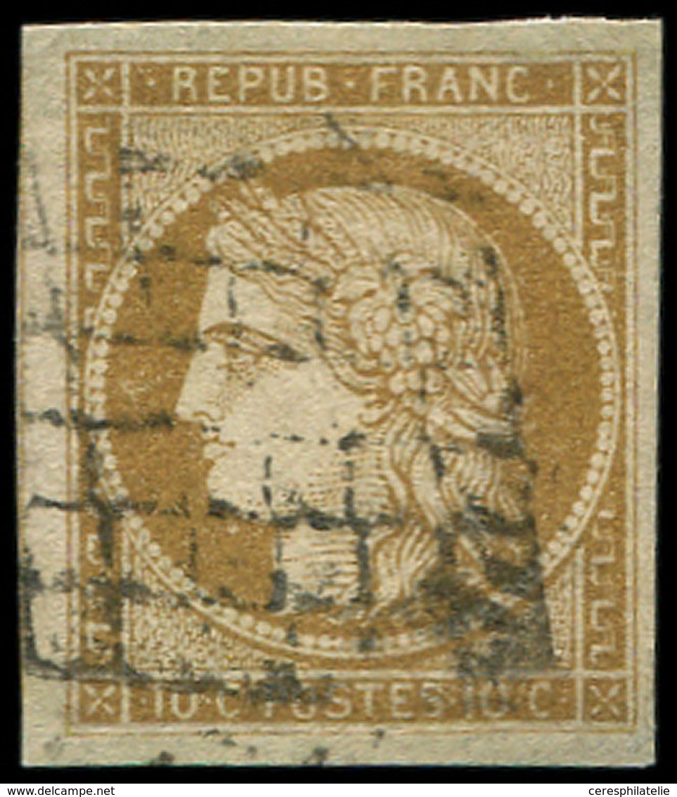 EMISSION DE 1849 - 1b   10c. Bistre-VERDATRE, Obl. GRILLE, TB - 1849-1850 Cérès