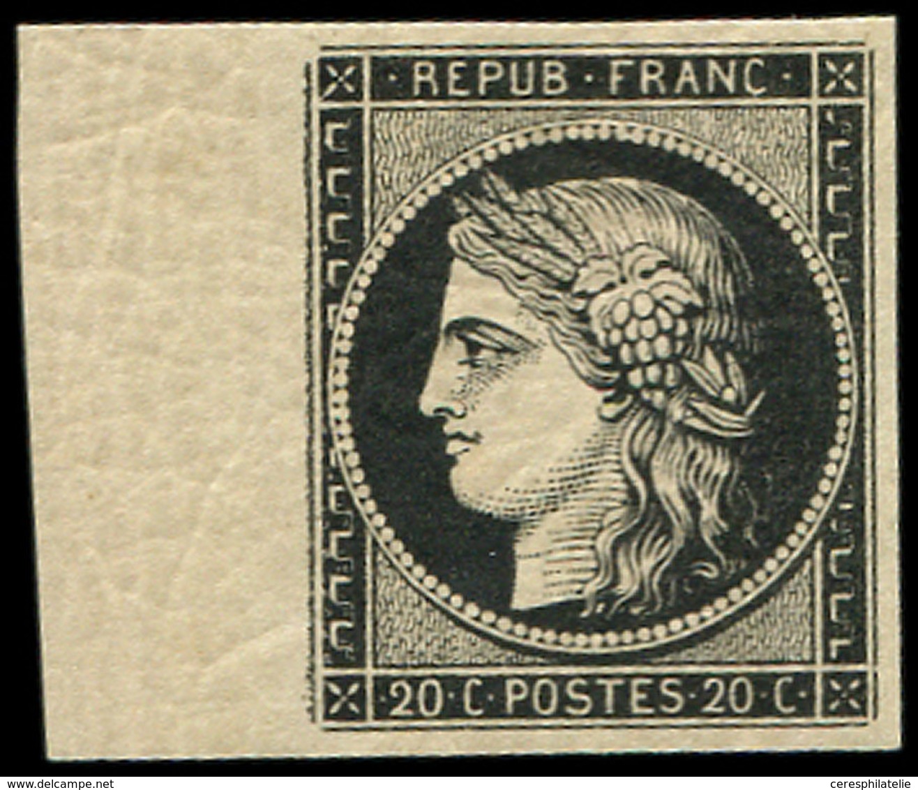 ** EMISSION DE 1849 - 3a   20c. Noir Sur Blanc, Bdf, Superbe, Certif. Calves - 1849-1850 Cérès