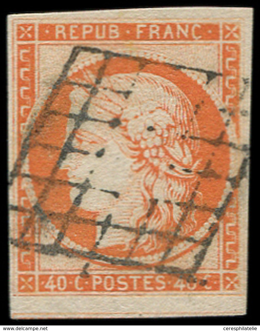 EMISSION DE 1849 - 5    40c. Orange, Oblitéré GRILLE, Superbe - 1849-1850 Ceres