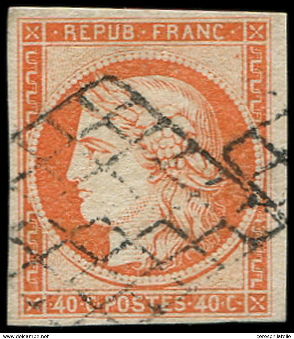 EMISSION DE 1849 - 5    40c. Orange, Très Bien Margé, Obl. GRILLE, TB. C - 1849-1850 Ceres