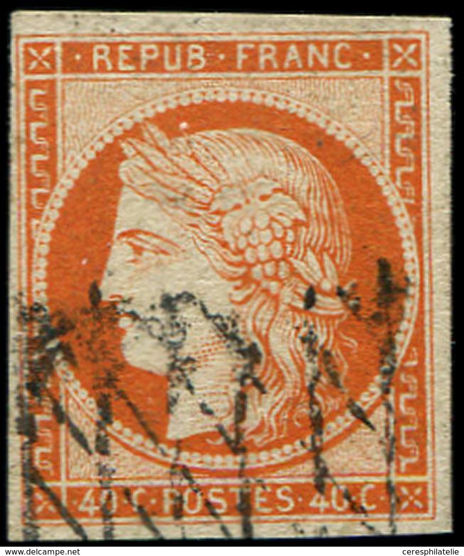 EMISSION DE 1849 - 5    40c. Orange, Oblitéré GRILLE SANS FIN, TB. C - 1849-1850 Ceres