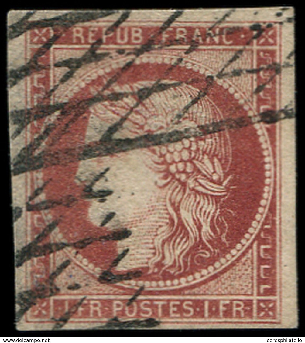 EMISSION DE 1849 - 6b    1f. Carmin Foncé, Obl. GRILLE SANS FIN, TB - 1849-1850 Ceres