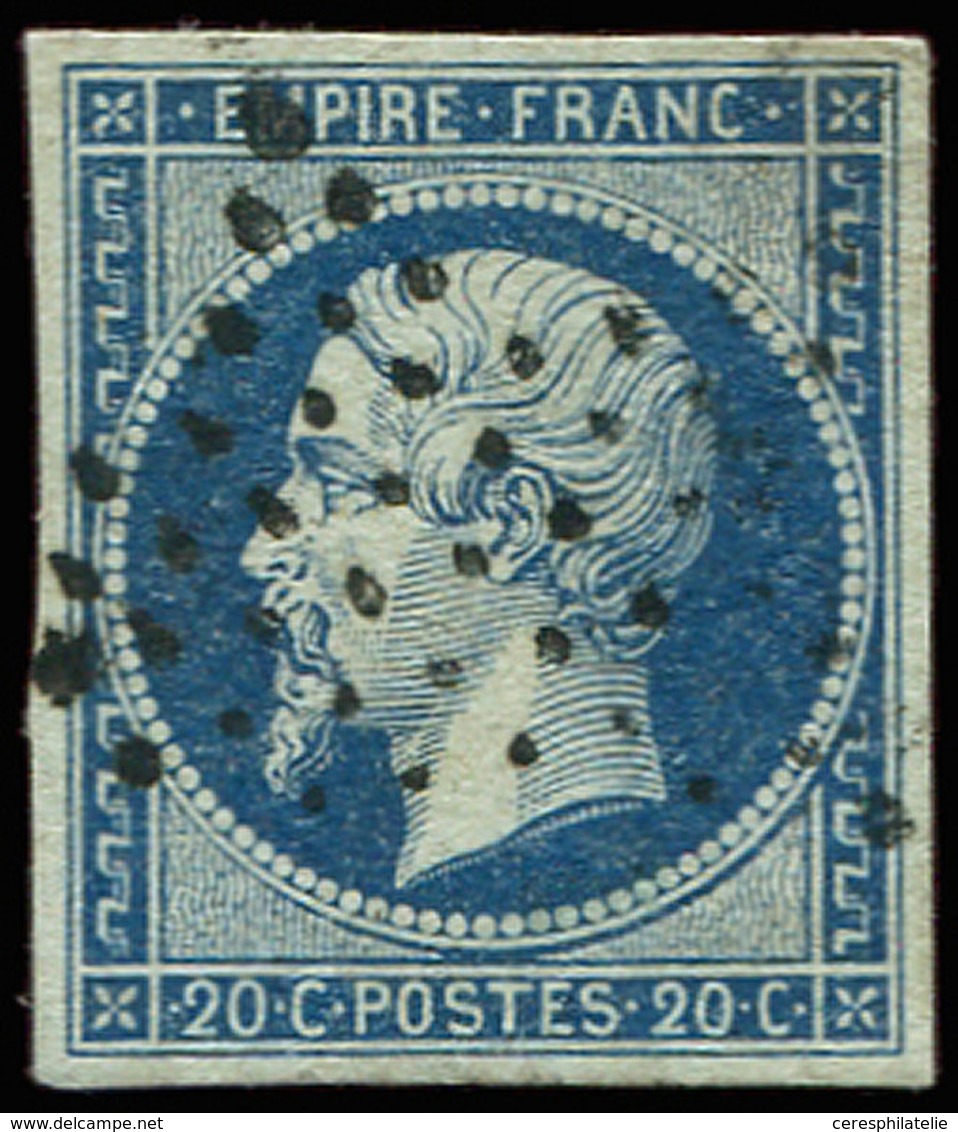 EMPIRE NON DENTELE - 14Ad 20c. Bleu Foncé S. VERT, Obl. ETOILE, TTB - 1853-1860 Napoleon III