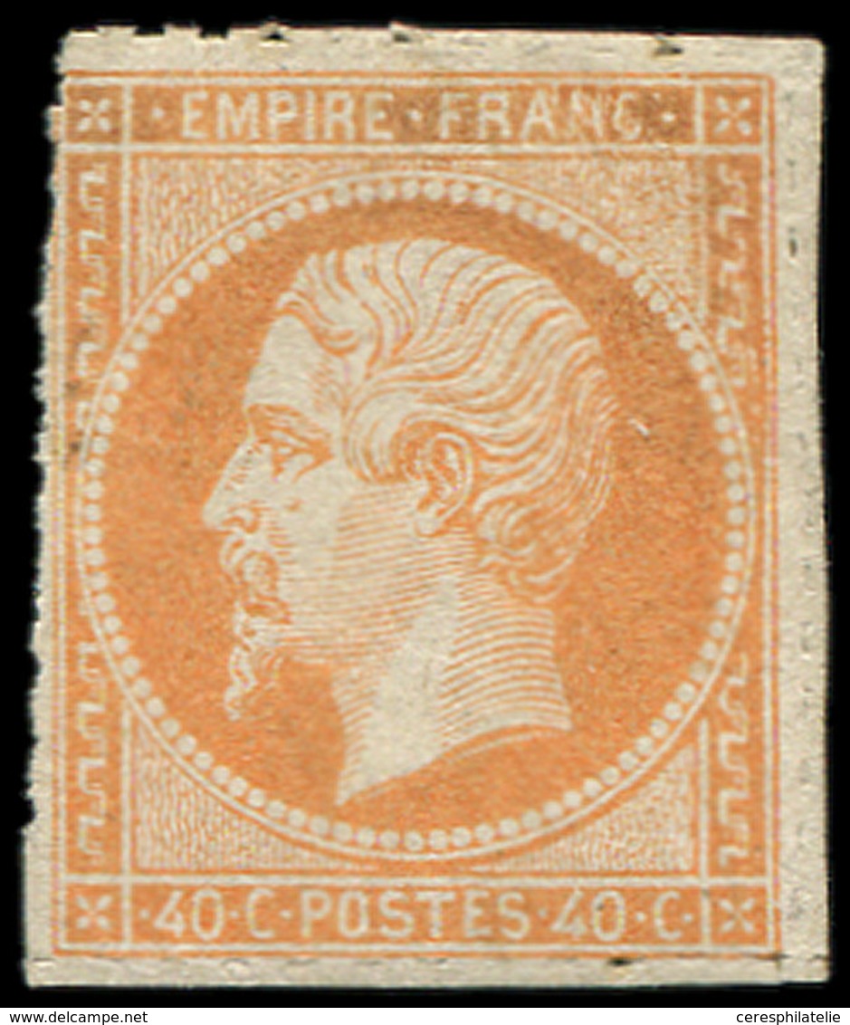 * EMPIRE NON DENTELE - 16   40c. Orange, Percé En Lignes, Filet Coupé Dans Un Angle, Sinon TB - 1853-1860 Napoleon III