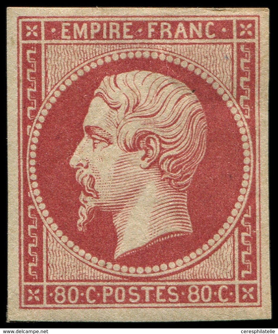 * EMPIRE NON DENTELE - 17A  80c. Carmin, TB, Certif. Robineau - 1853-1860 Napoleon III