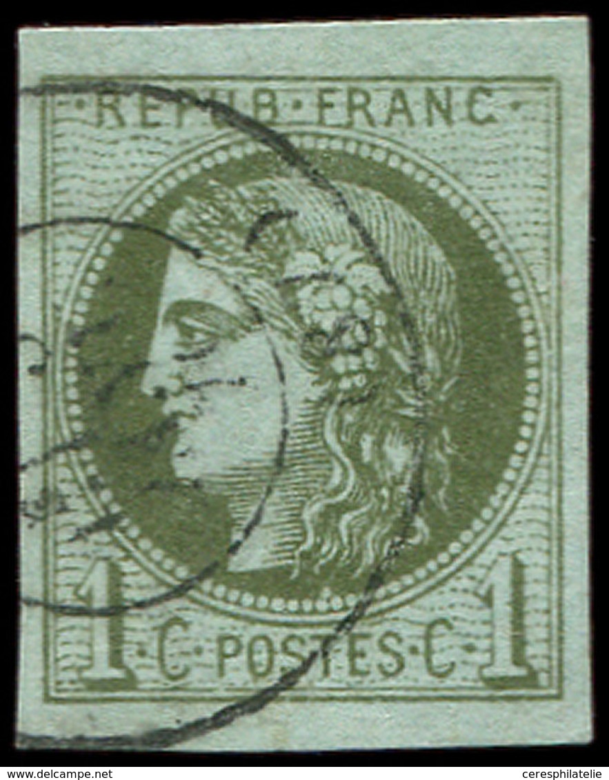 EMISSION DE BORDEAUX - 39A   1c. Olive, R I, Obl. Càd T17, Belles Marges, TTB - 1870 Emisión De Bordeaux