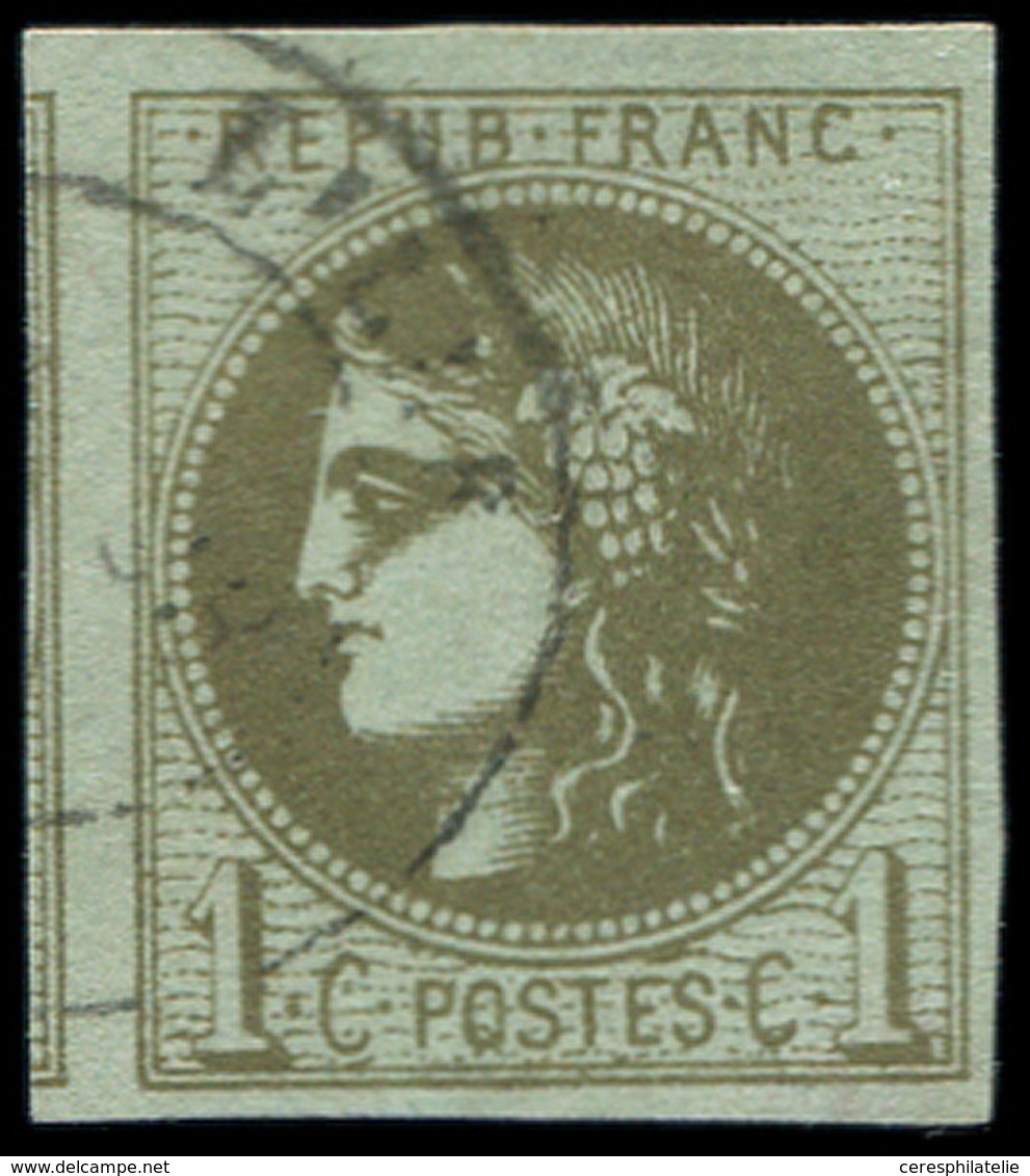 EMISSION DE BORDEAUX - 39Cb  1c. Olive Foncé, R III 2e état, Obl. Càd, TB - 1870 Emisión De Bordeaux