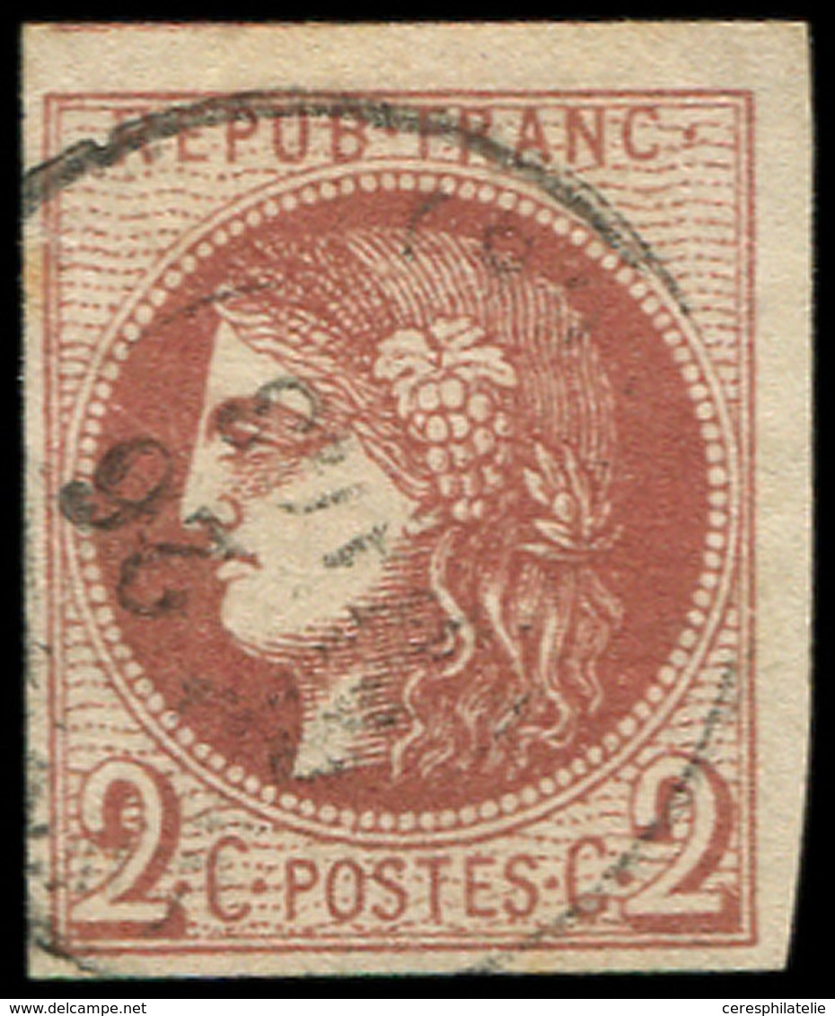 EMISSION DE BORDEAUX - 40Bb  2c. Marron, R II, Obl. Càd, Frappe Légère, TTB - 1870 Emisión De Bordeaux