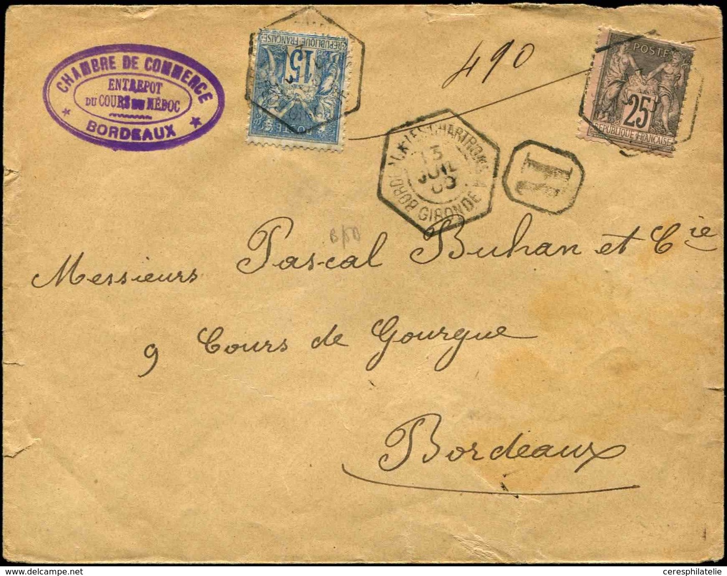Let TYPE SAGE SUR LETTRES - N°97 Et 101 Obl. Càd Hexag. Bordeaux Les Chartrons 13/7/00 S. Env. Rec., TB - 1877-1920: Periodo Semi Moderno