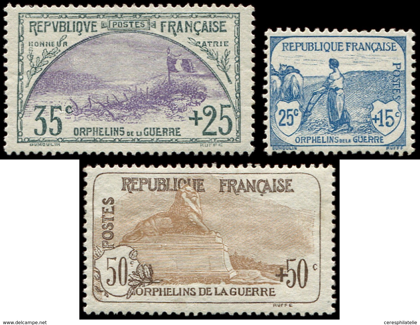 * EMISSIONS DU XXème SIECLE - 151/53 1ère Série Orphelins, N°153 Gomme Coulée, Les Autres TB - Unused Stamps