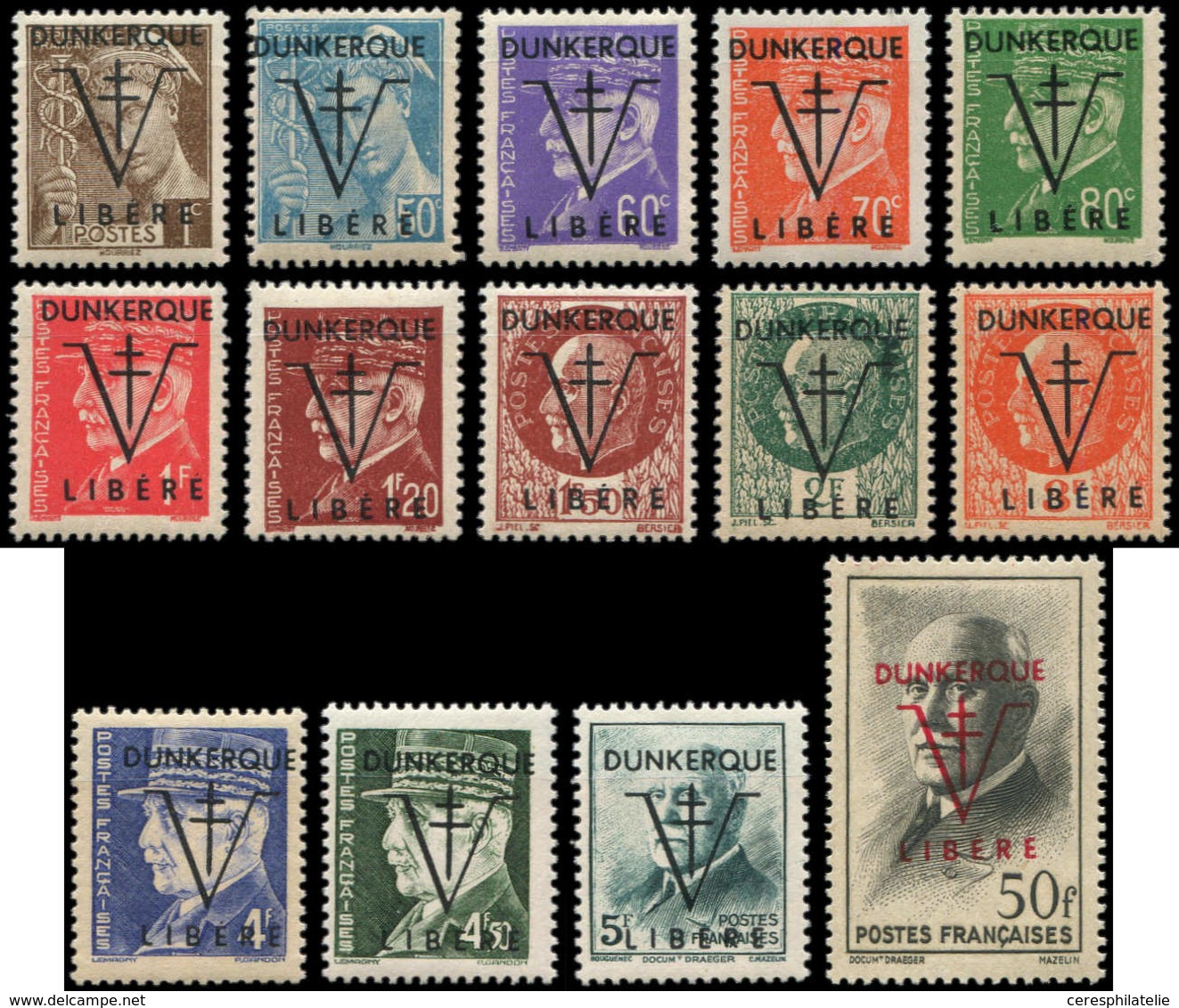 ** TIMBRES DE LIBERATION - DUNKERQUE 1/14 : La Série, TB. C - Liberation