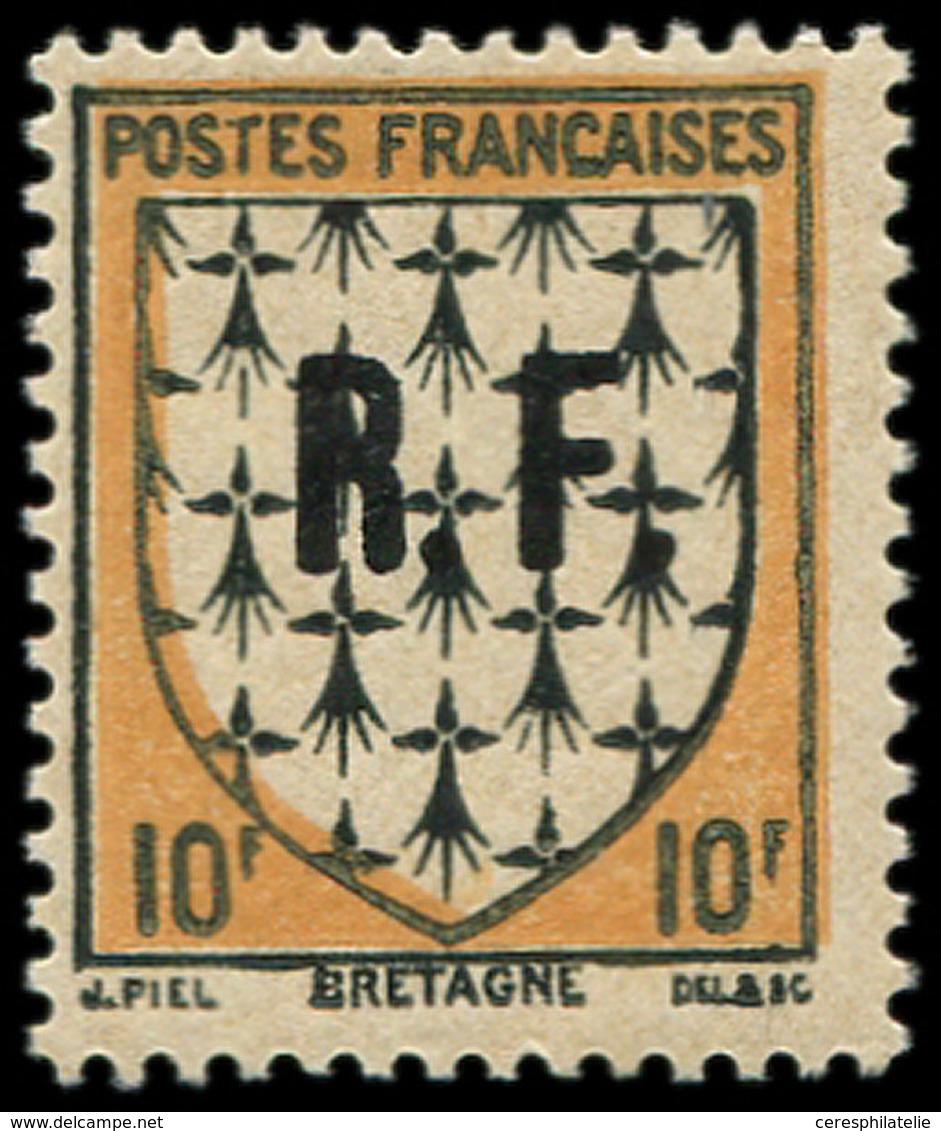 ** TIMBRES DE LIBERATION - POITIERS 64C : 10f. Bretagne, T IV, NON EMIS, TB, Signé Mayer - Liberation