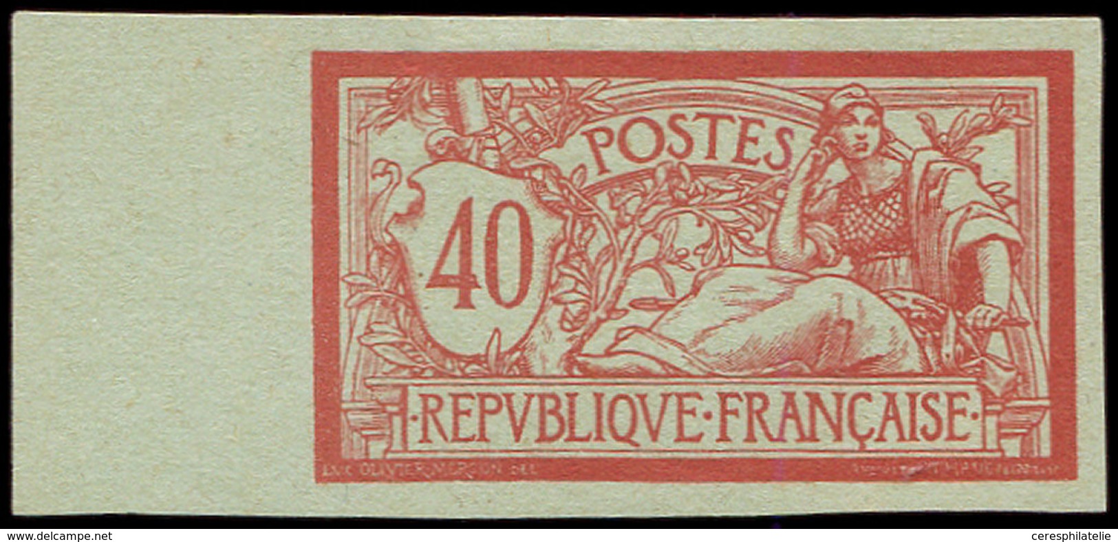 (*) Collection Au Type Merson - 119  40c., ESSAI En Rouge Sur Verdâtre, NON DENTELE, Sans Teinte De Fond, Bdf, TB - 1900-27 Merson