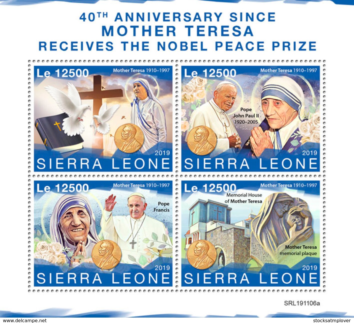 Sierra Leone 2019    Mother Teresa ，Pope John Paul II  S201912 - Sierra Leone (1961-...)