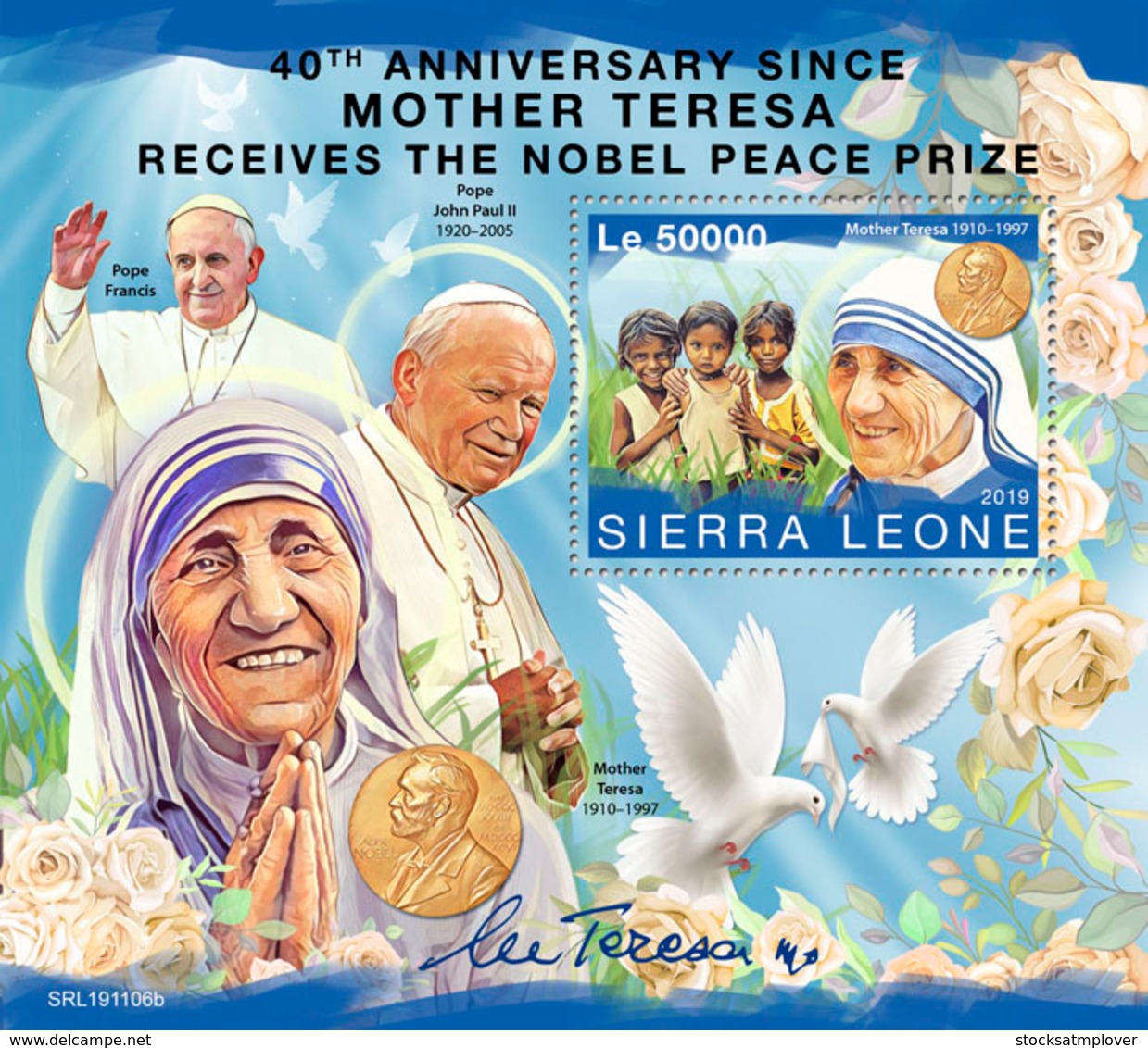 Sierra Leone 2019    Mother Teresa ，Pope John Paul II  S201912 - Sierra Leone (1961-...)