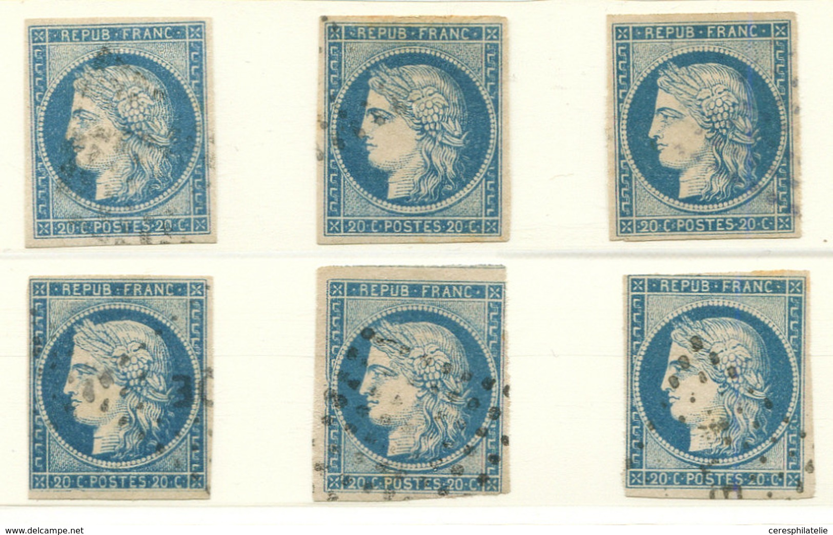 Colonies Générales - 12   20c. Bleu, 6 Ex. Obl., 2 Ex. Lég. Défaut, Les Autres TB - Other & Unclassified
