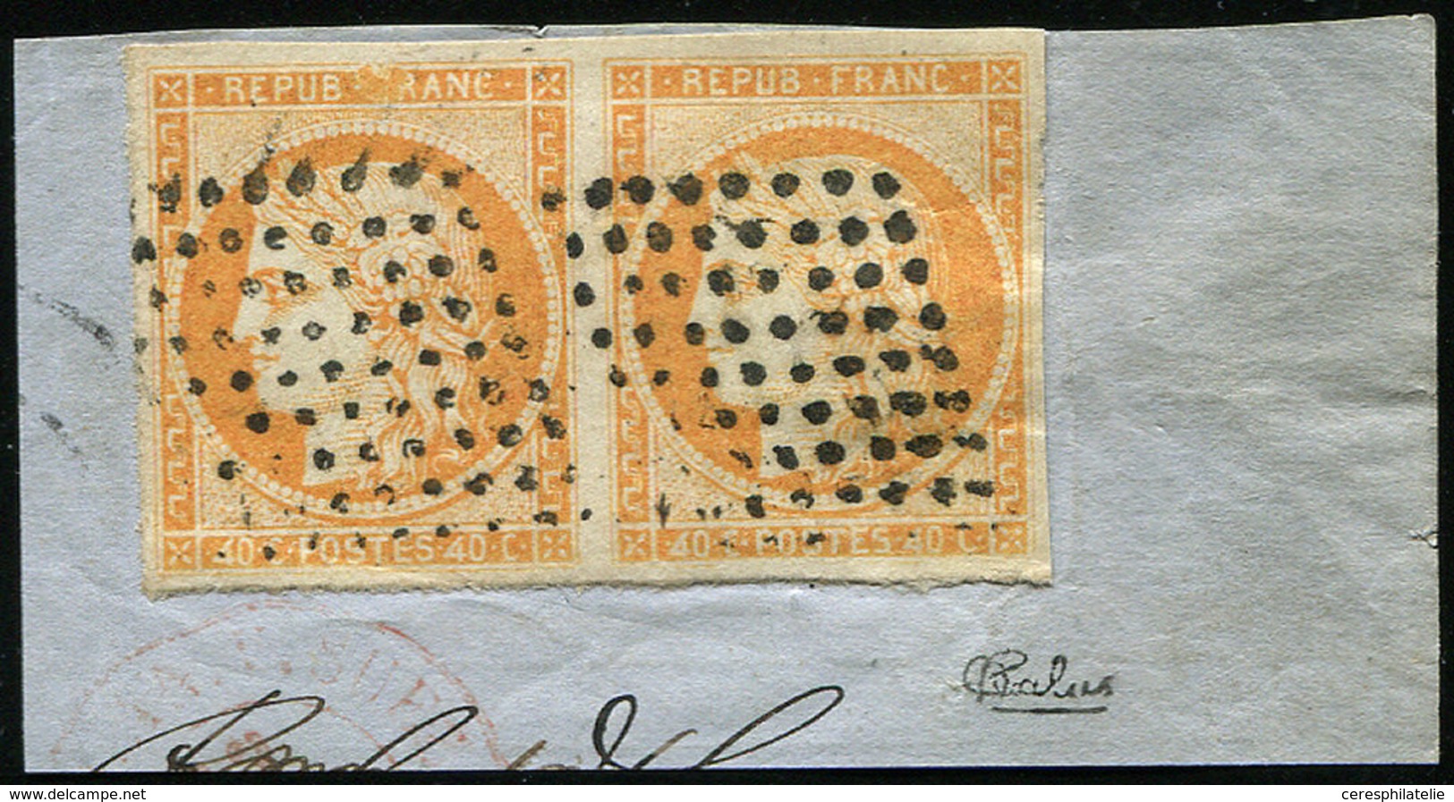 Colonies Générales - 13d  40c. Orange, PAIRE De 2 "4 RETOUCHES" Obl. Losanges De 64 Points Sur Fragt, R, TB. C - Other & Unclassified