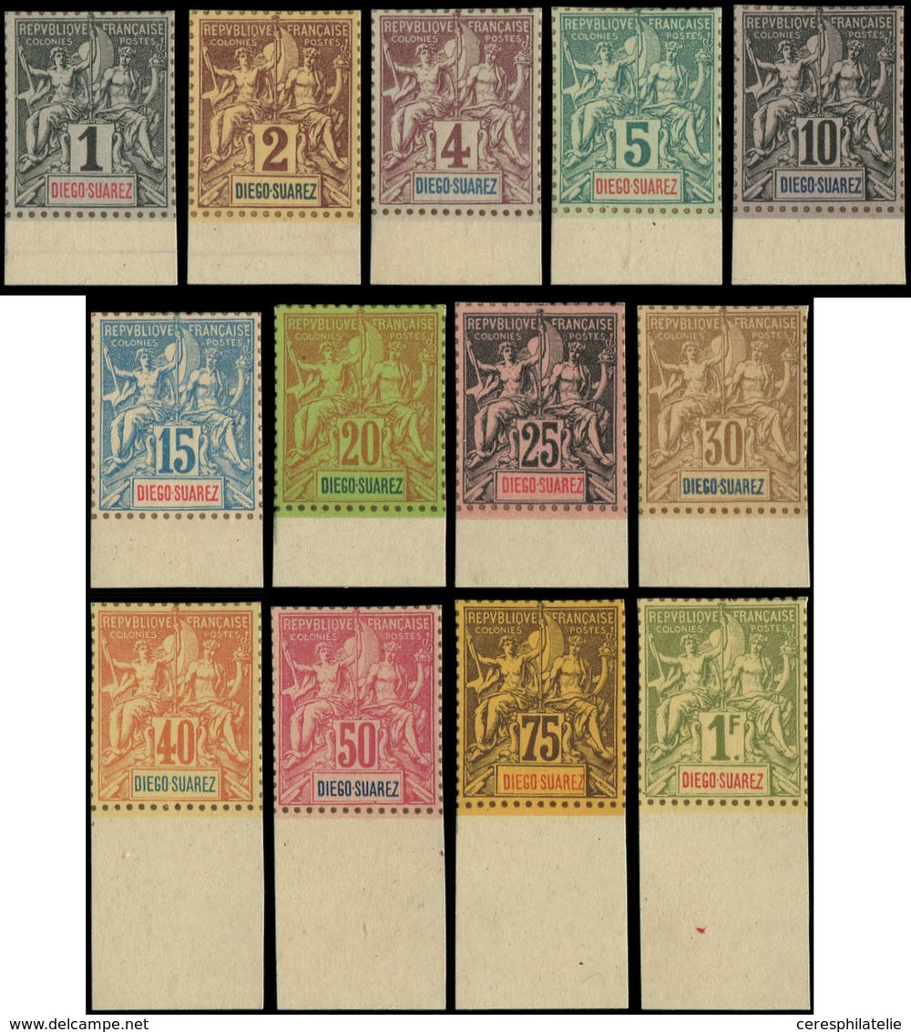 (*) DIEGO SUAREZ 38/50 : Série Groupe De 1893, NON DENTELES Sur Bristol, Dentelure Figurée, Bdf, TB - Other & Unclassified