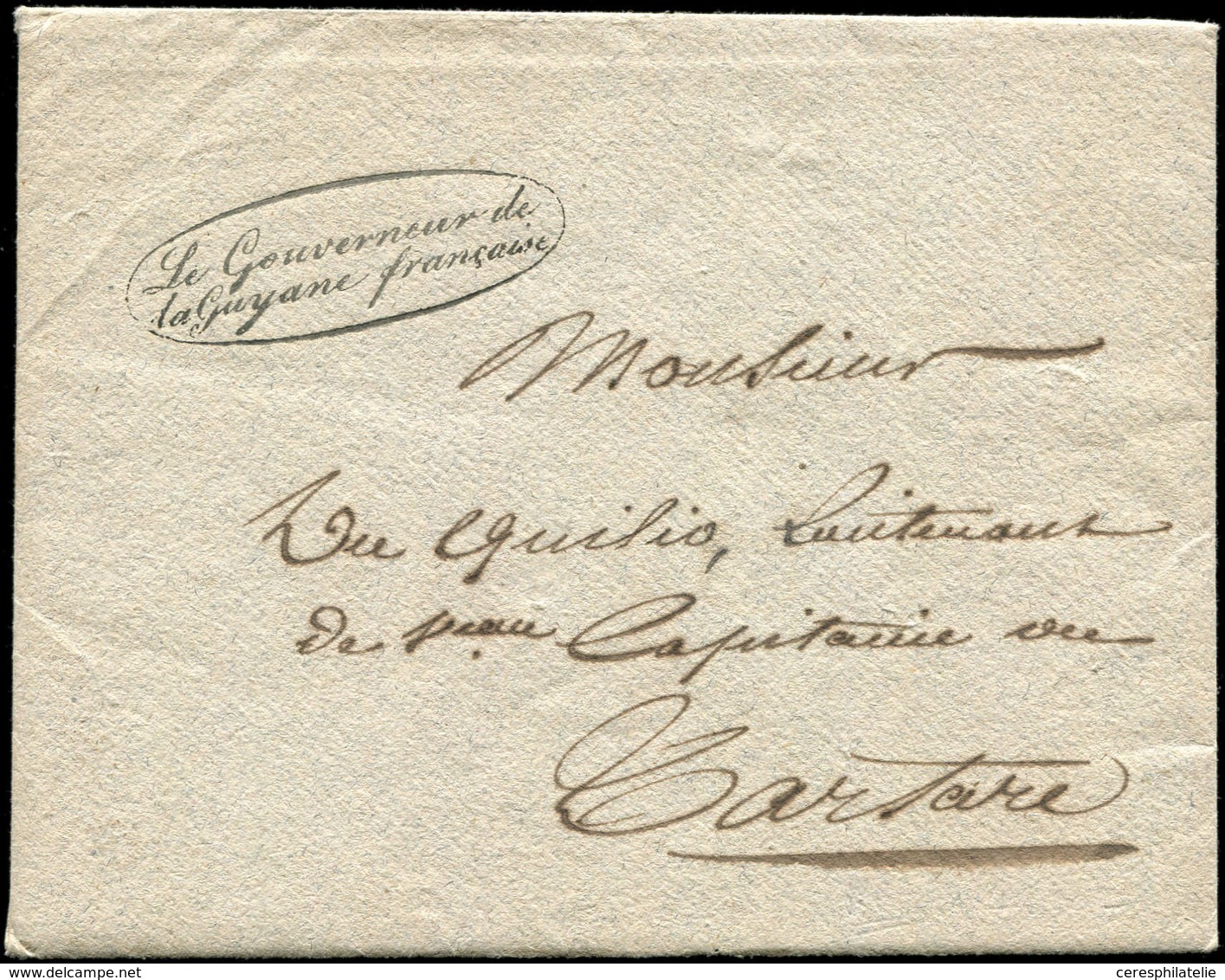 Let GUYANE Marque De Franchise Ovale "Le Gouverneur De/la Guyane Française" S. Env. Avec Sa Lettre Du 4/4/51, R Et TTB - Other & Unclassified