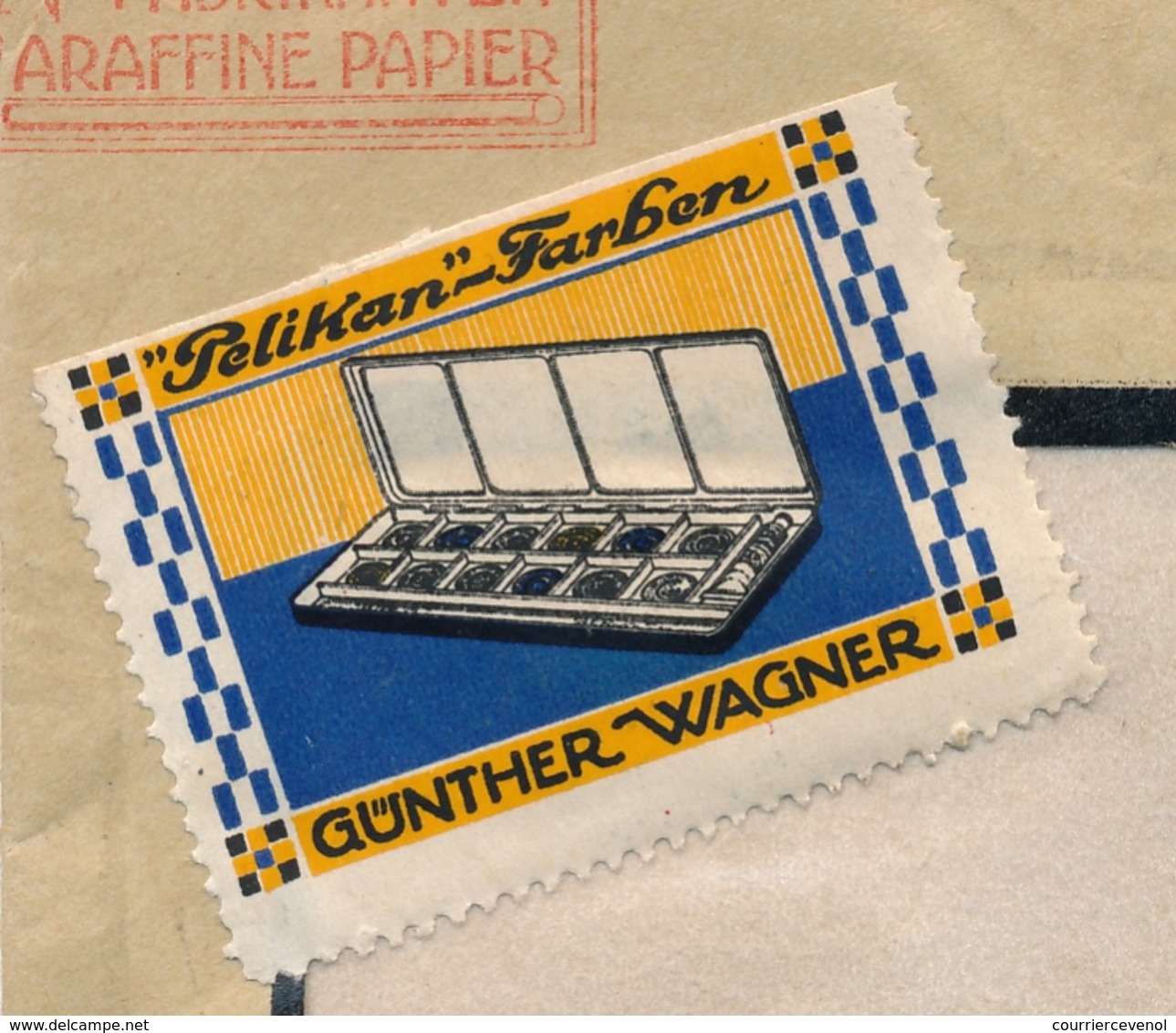 PAYS BAS - Enveloppe EMA Cats Papiers Amsterdam - 1942 - Vignette "Pelikan Farben Günther Wagner" - Erinnophilie