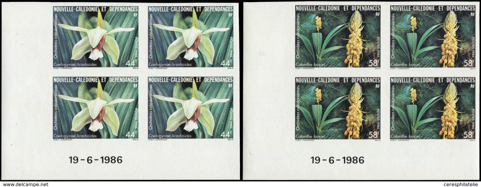 ** NOUVELLE CALEDONIE 520/21 : Orchidées, NON DENTELES En BLOCS De 4 CD 19/6/86, TB - Cartas & Documentos