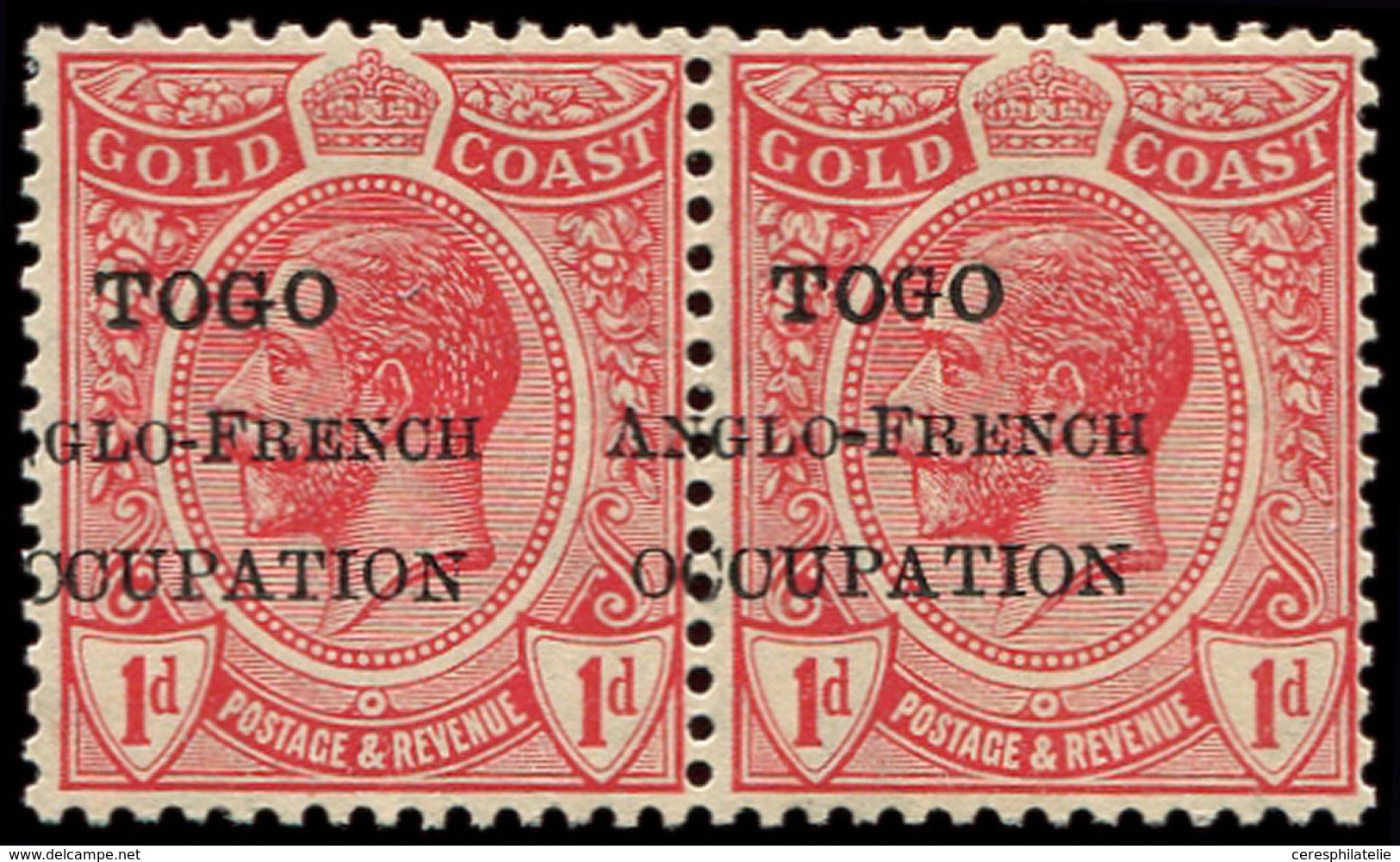 ** TOGO 60 : 1d. Rouge, Surcharge A CHEVAL, En PAIRE, TB - Other & Unclassified