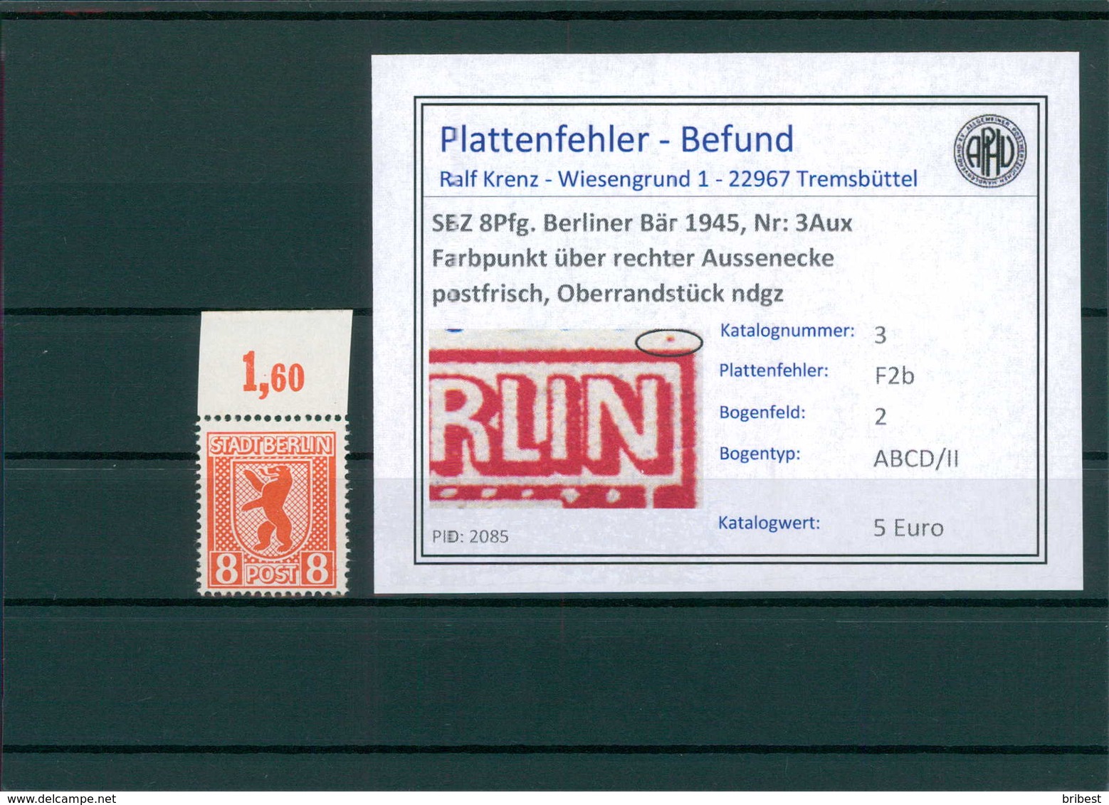 SBZ 1945 Nr 3Aux F2b Postfrisch (204777) - Sonstige & Ohne Zuordnung