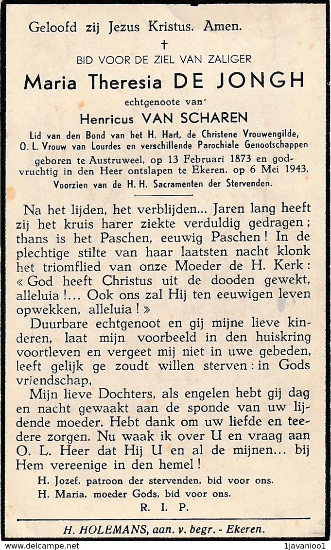 Austruweel, Ekeren, 1943, Maria De Jonghe, Van Scharen - Santini