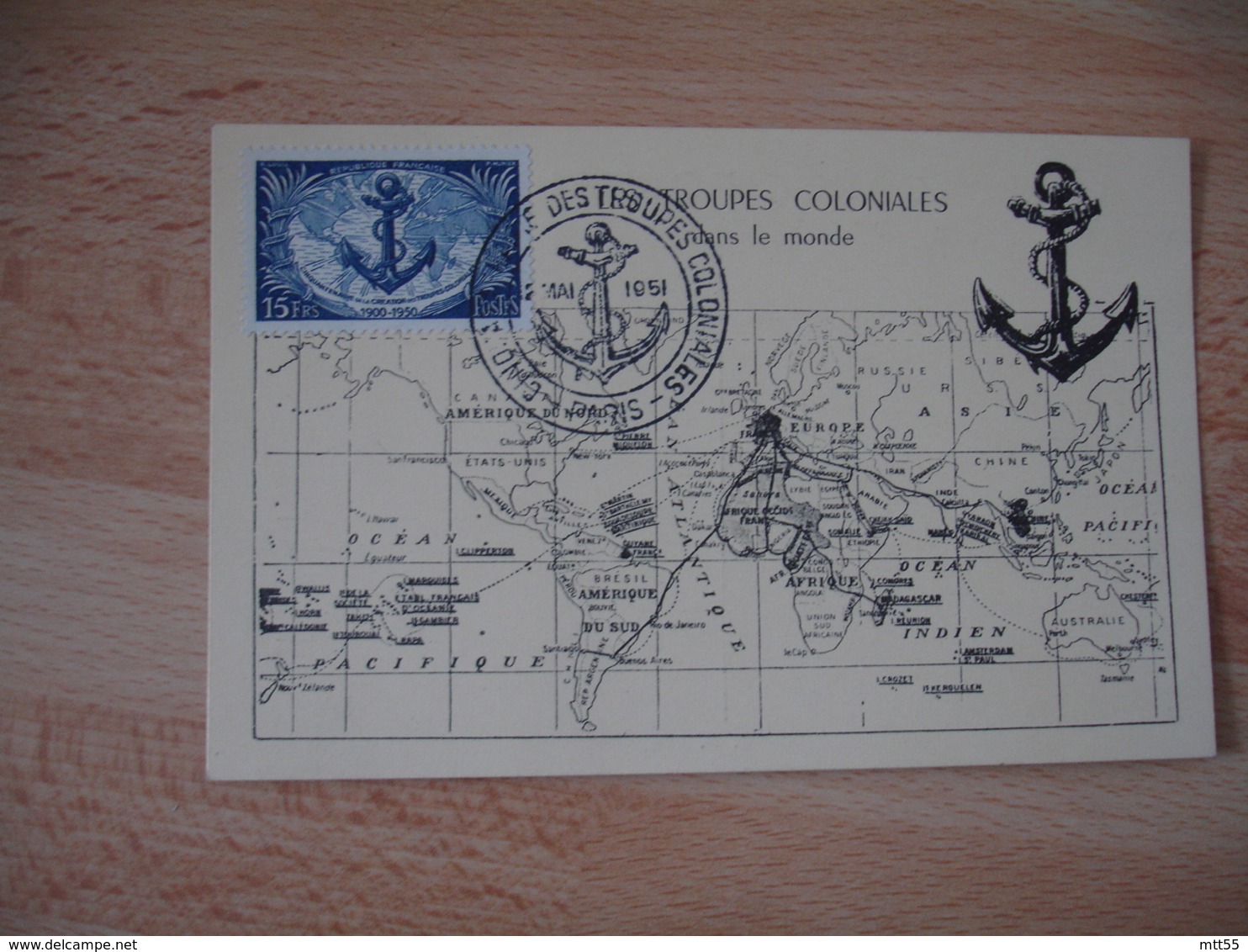 1951 Troupes Coloniales Cm C M Carte Maximum - 1950-1959