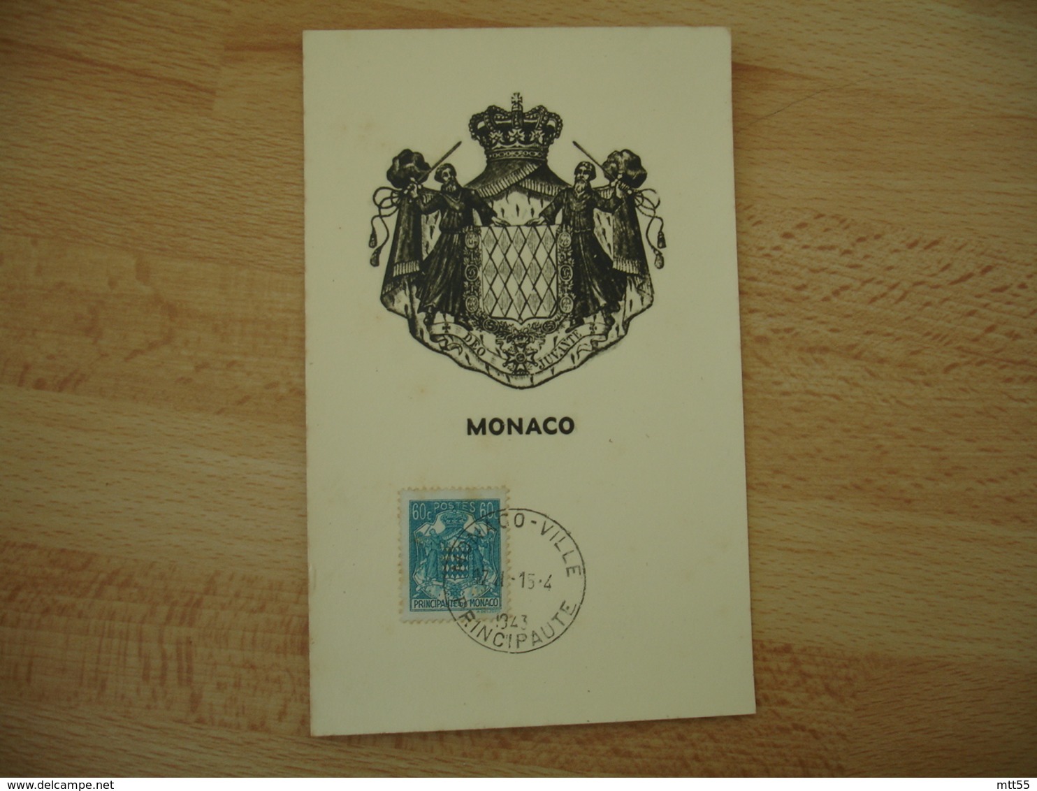 Lot De 2 1943 Monaco Armoirie Blason Cm Carte Maximum - Cartoline Maximum