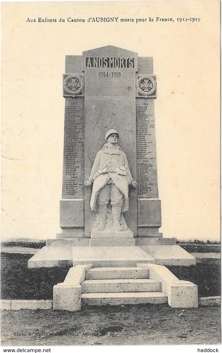 AUBIGNY: MONUMENT AUX MORTS - Aubigny Sur Nere