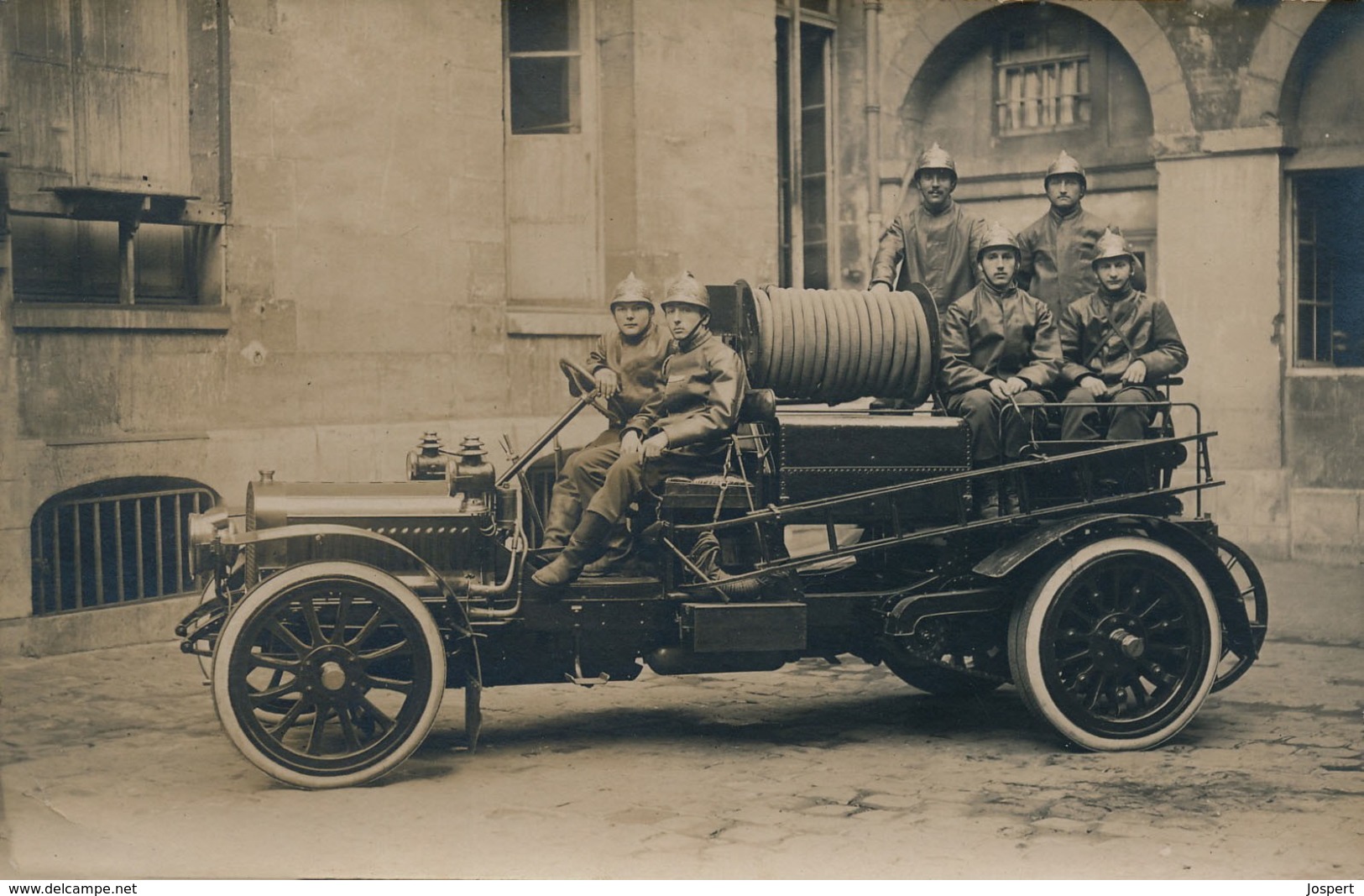 PRCP, , Les Sapeurs-Pompiers, Brandweer, Photo Of Old Postcard, 2 Scans - Métiers