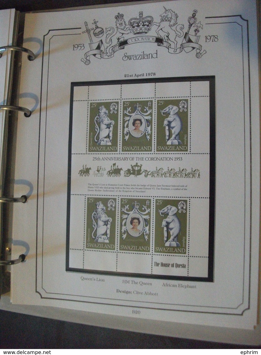 1953-1978 CORONATION ANNIVERSARY QUEEN ELIZABETH II STAMP ALBUM CROWN AGENTS OMNIBUS COMMONWEALTH COLLECTION SHEETS SET