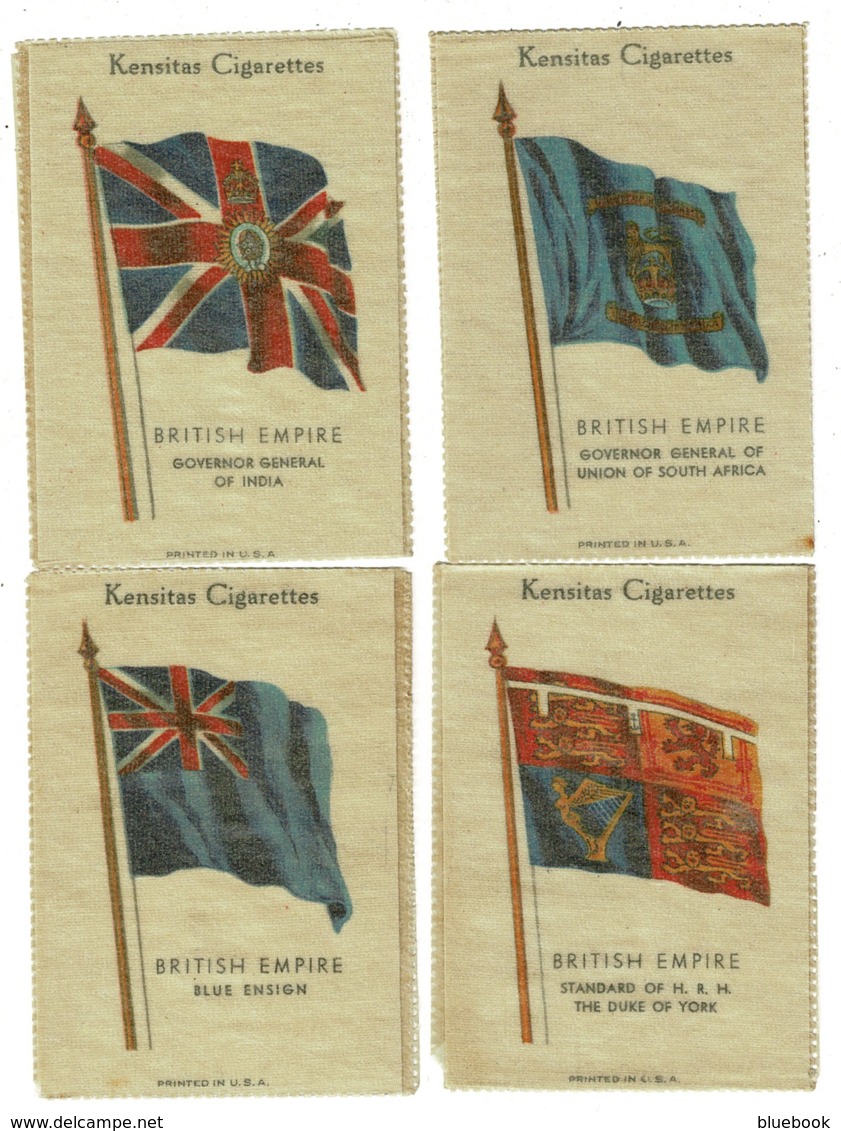 Ref 1334 - 4 Different Kensitas Cigarette Silks Cards - British Empire Flags (2) - Altri & Non Classificati