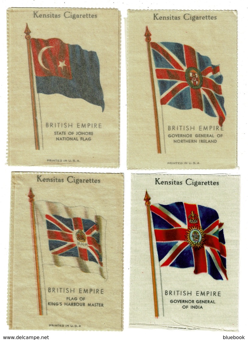 Ref 1334 - 4 Different Kensitas Cigarette Silks Cards - British Empire Flags - Other & Unclassified