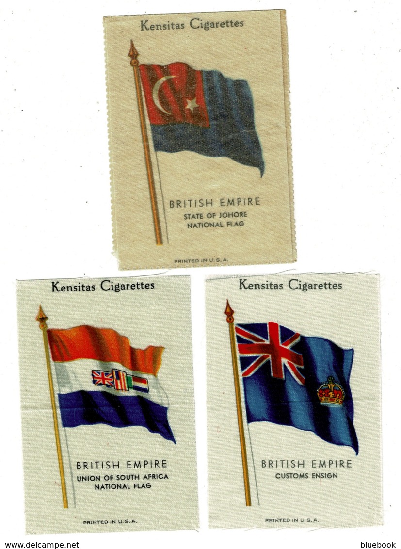 Ref 1334 - 7 Different Kensitas Cigarette Silks Cards - British Empire Flags - Andere & Zonder Classificatie
