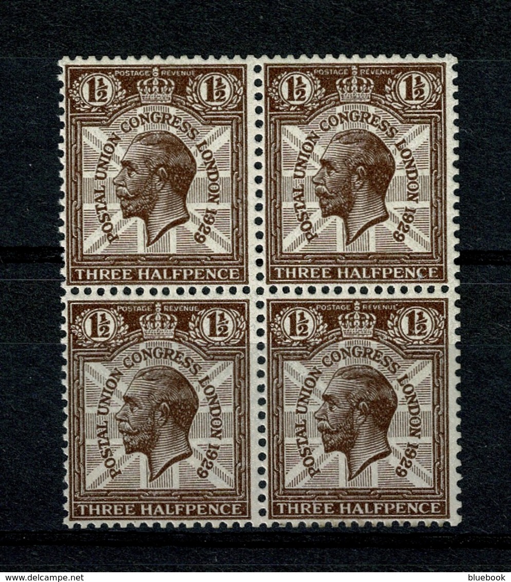 Ref 1334 - GB Stamps - 1929 1 1/2d PUC SG 436 - Inverted Watermark - Block Of 4 MNH Stamps - Unused Stamps