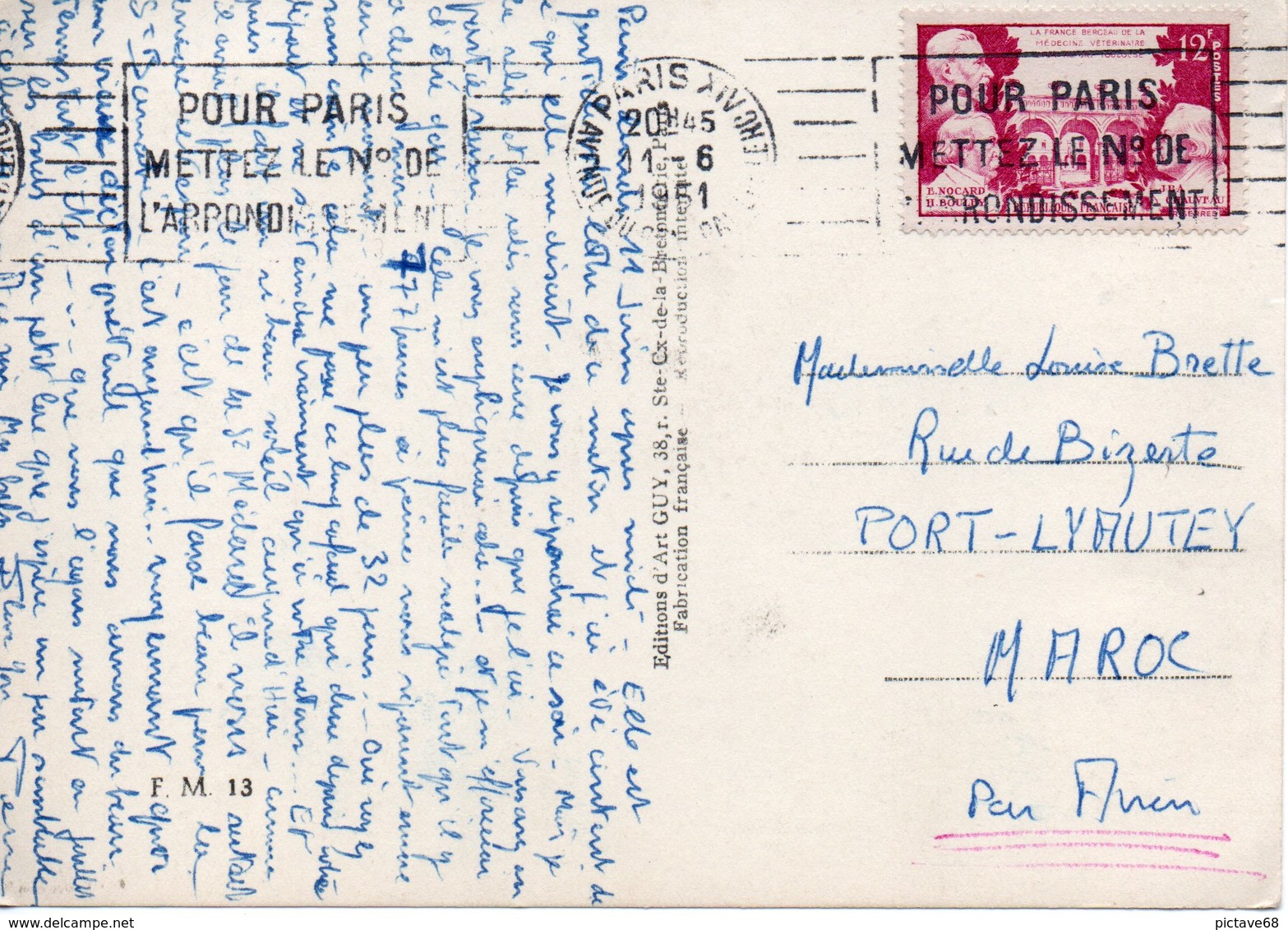 FRANCE / TIMBRE SEUL SUR LETTRE N°897 A DESTINATION DU MAROC - 1921-1960: Moderne