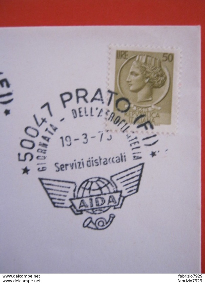 A.09 ITALIA ANNULLO - 1973 PRATO FIRENZE GIORNATA AEROFILATELIA AIDA AIR AEREO VIAGGIATA X ARONA NOVARA - Dag Van De Postzegel