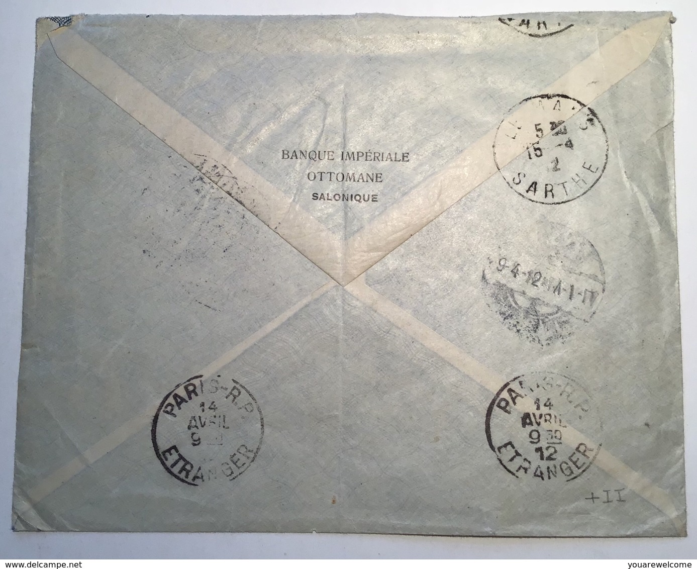 „SALONIQUE 3 /1912“ Cds On Turkey (discount Overprint) Bank Cover > Le Mans (Greece Grèce Lettre Turquie Thessaloniki - Salonicco