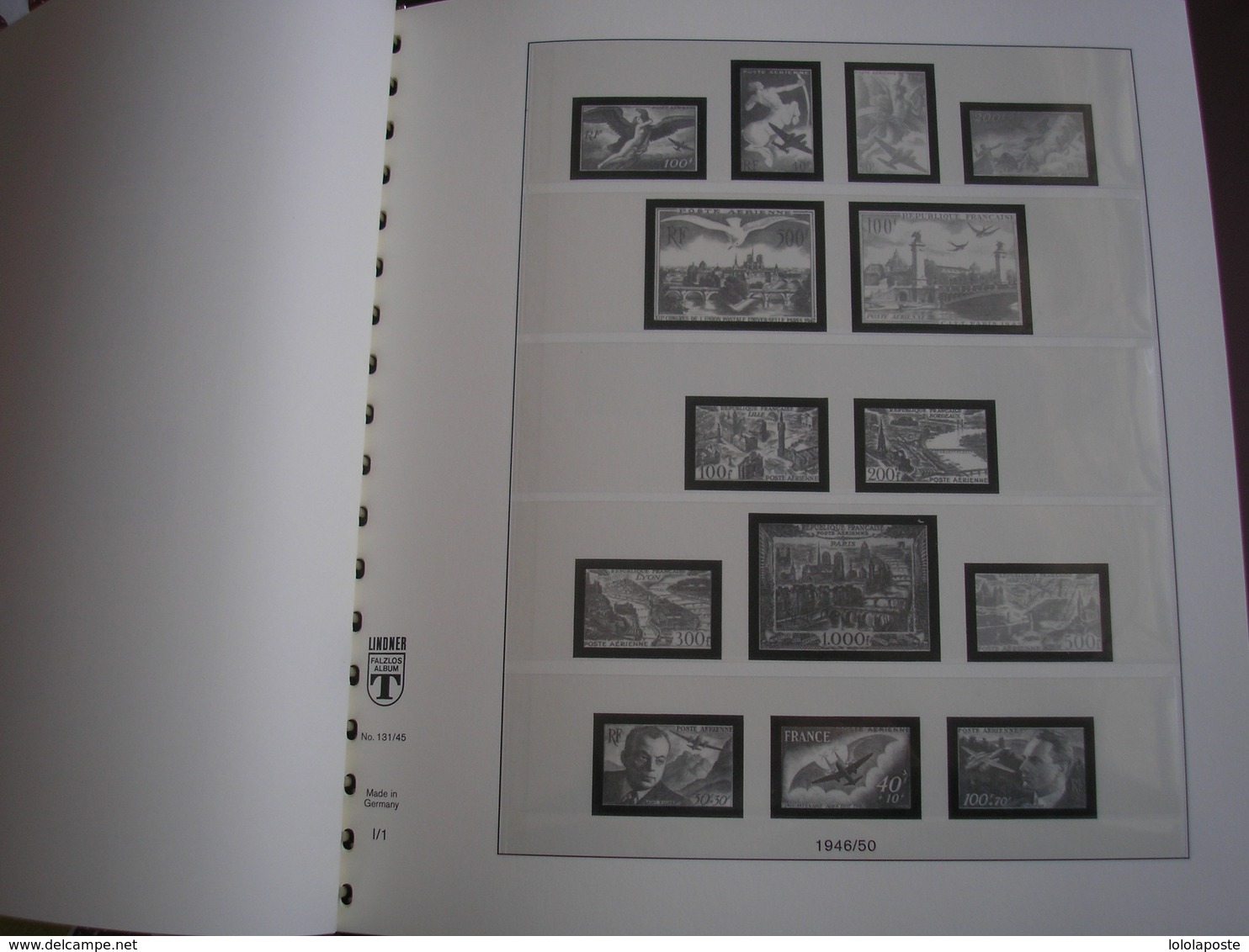 FRANCE SUPERBE Album LINDNER Et Son étui Bordeaux Avec Les Feuilles Pré-imprimées Des Années 1945 à 59 Sans Les TP - Komplettalben