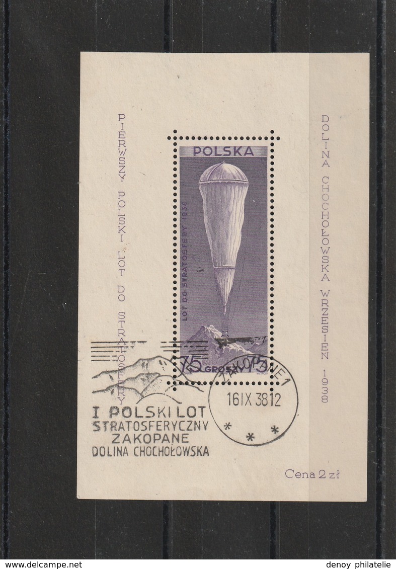 Pologne  Bloc N 6 Oblitéré Viol Stratospherique 1938 - Blocchi E Foglietti