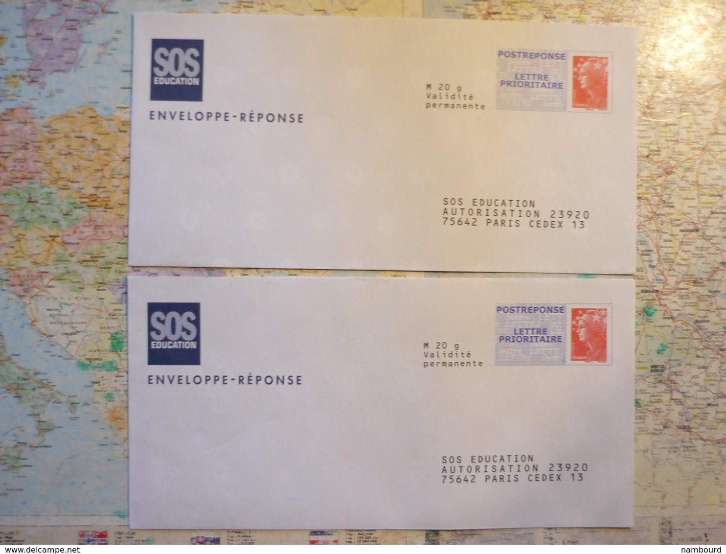 2 Enveloppes Neuves PAP Réponse SOS Education - Listos Para Enviar: Respuesta /Beaujard