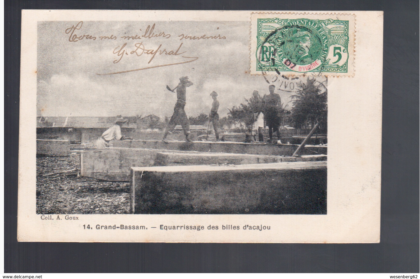 Cote D'Ivoire Grand- Bassam - Equarrissage Des Billes D'acajou  1907 Old Postcard - Côte-d'Ivoire