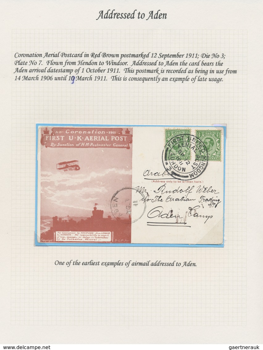 Aden: 1911-1950's - "ADEN AIRMAILS": Collection Of 25 Airmail Covers, Postcards Etc. From/via/to ADE - Yémen