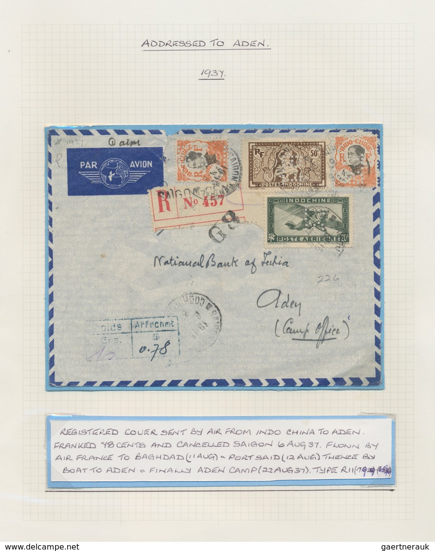 Aden: 1911-1950's - "ADEN AIRMAILS": Collection Of 25 Airmail Covers, Postcards Etc. From/via/to ADE - Yémen