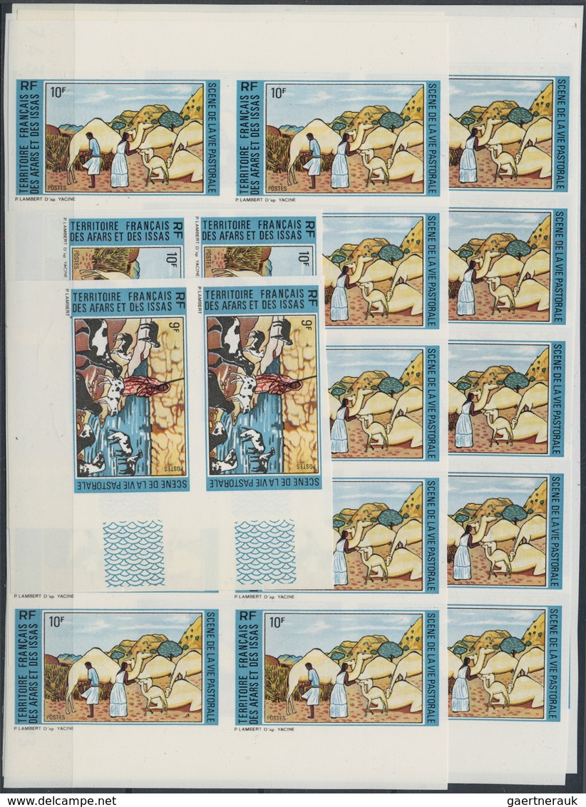 Afar Und Issa: 1970/1974, Imperforate Issues In Complete Sets: Michel Nos. 49 (7), 52/55 (17), 60 (1 - Other & Unclassified