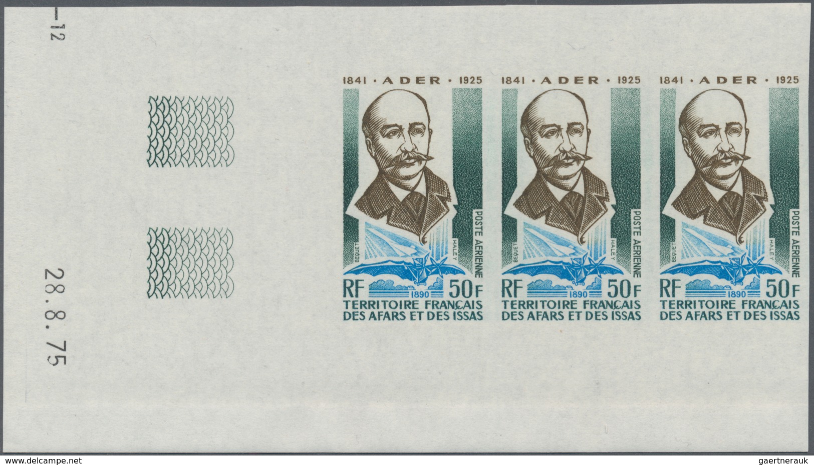 Afar Und Issa: 1975, Airmails 50fr. Clement Ader, 17 Imperforate Stamps, Mint Never Hinged. Michel N - Other & Unclassified
