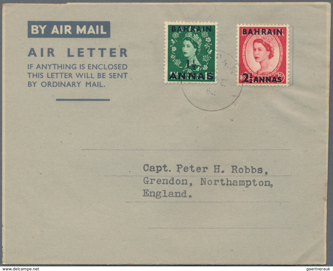 Bahrain: 1948/57, Franked Airletters (6) Used To England Or USA: KGVI At The 6 Annas Tariff KGVI 2 A - Bahrein (1965-...)