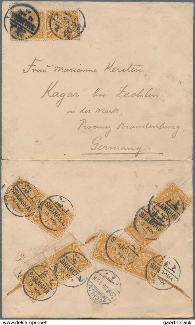 China: 1902, Coiling Dragon Covers (3): 1 C. Single Frank Tied Bisected "KIAOCHOW 16 MAY 02" To Tsin - Autres & Non Classés